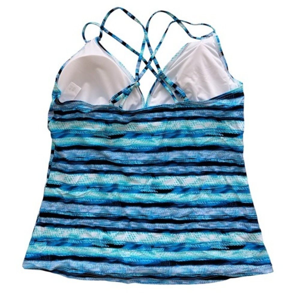 NEW Cupshe Blue Tankini Size XXL 2 Piece Set with‎ Black Bottoms Swimwear - Picture 5 of 8